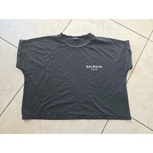 Balmain women crop TOP black size L OVERSIZED SUMMER SPRING